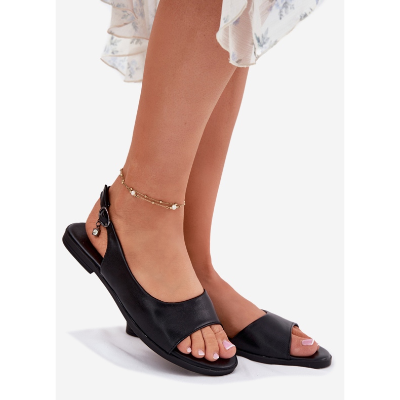 EVento Sandales féminines à forme plate noir 1