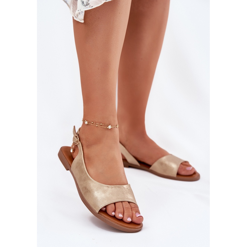 EVento Sandales féminines à thèmes plates or d'or 2