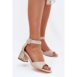 EVento Sandales à talons hauts pour femmes, beige 2