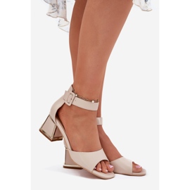 EVento Sandales à talons hauts pour femmes, beige 1