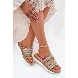 Les tongs pour femmes avec un coin multicolore plaqué 6