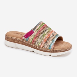 Les tongs pour femmes avec un coin multicolore plaqué 3