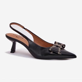 Pompes sur un talon haut avec un arc noir le noir 4