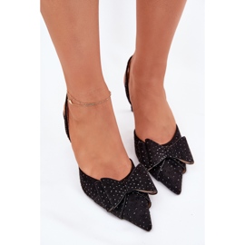 Talons hauts décorés avec un talon ouvert et un arc noir le noir 4