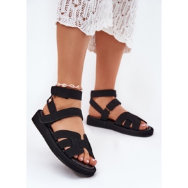 Sandales féminines avec velcro noir le noir 2