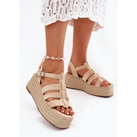 Sandales pour femmes avec rayures et beige tresse 2