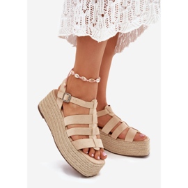 Sandales pour femmes avec rayures et beige tresse 1