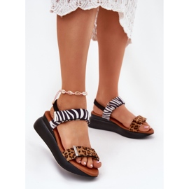 Sandales féminines pour les quartiers Leopard et Brown Zebra brun 2