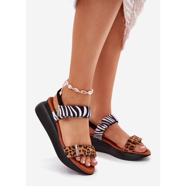 Sandales féminines pour les quartiers Leopard et Brown Zebra brun 1
