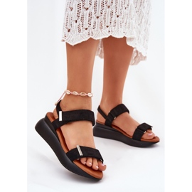 Sandales noires à semelles compensées pour femmes le noir 2