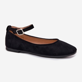 Ballerines d'éco en daim avec ceinture et serrage noir le noir 4