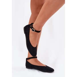 Ballerines d'éco en daim avec ceinture et serrage noir le noir 3