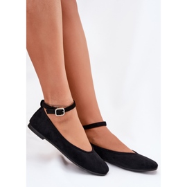 Ballerines d'éco en daim avec ceinture et serrage noir le noir 6