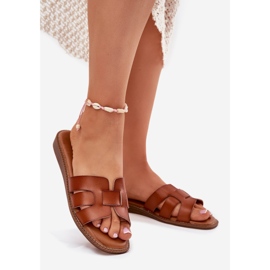 Boto Slippers pour femmes avec Lisanoria en cuir écologique brun 1