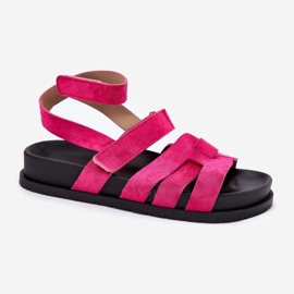 Sandales pour femmes en daim Eco avec Velcro Fuchsia rose 3