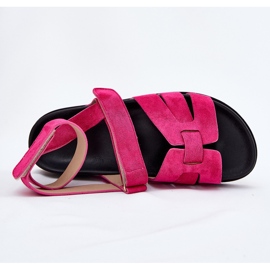 Sandales pour femmes en daim Eco avec Velcro Fuchsia rose 6