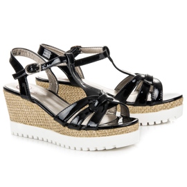 Kylie Sandales compensées laquées noir 1