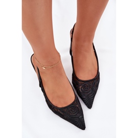 Sandales à talons en dentelle avec un talon ouvert noir le noir 6