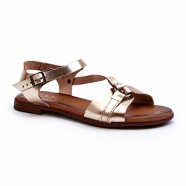 Zazoo 40182 Sandales féminines en cuir Złote doré 3