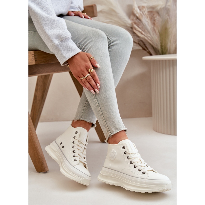 Sneakers pour femmes sur la plate-forme Big Star OO274064 Plateforme blanche 4