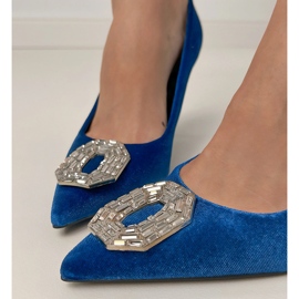 Pompes bleues marines sur une épingle avec zircons 2