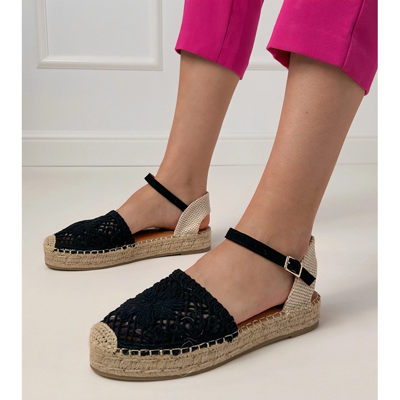 Sandales ouvertes en espadrilles noires le noir 1