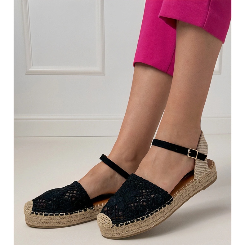 Sandales ouvertes en espadrilles noires 2