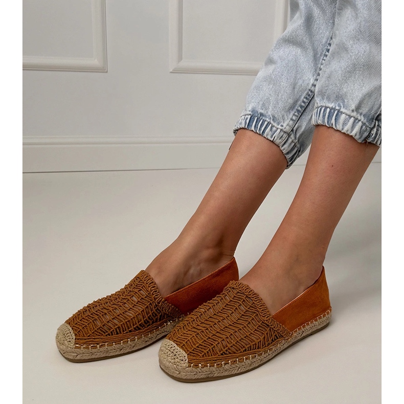 Brown Openwork Espadrilles sur la plate-forme brun 2