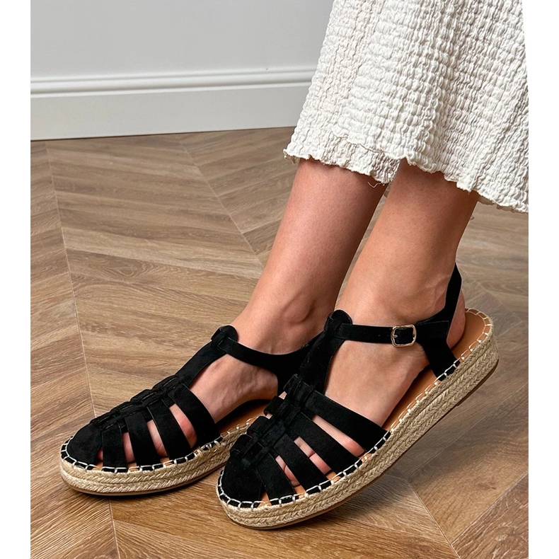 Sandales noires Espadrilles Gladiator d'Ekozamszu le noir 1