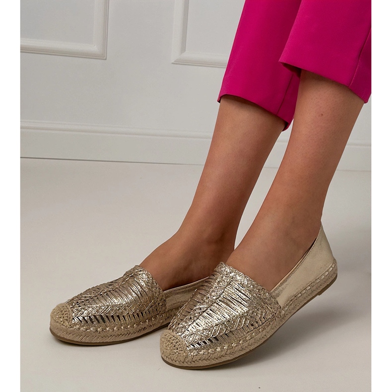 Openwork Espadrilles sur la plate-forme doré 2