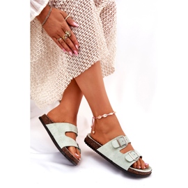 Les tongs des femmes avec des boucles de menthe vert 4