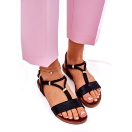 S.Barski Sandales plates pour femmes avec rayures S. Barski KV51-120 noir 3