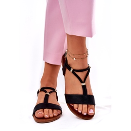 S.Barski Sandales plates pour femmes avec rayures S. Barski KV51-120 noir le noir 2 S.Barski Sandales plates pour femmes avec rayures S. Barski KV51-120 noir le noir 2