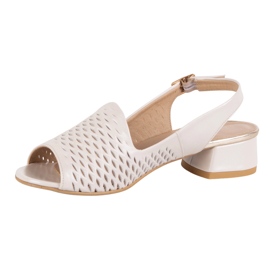 Olivier Sandales en cuir ouverte pour femmes N1871 ECRU beige 1