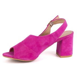 Olivier Talons hauts pour femmes N1818 Sandales en cuir en daim naturel fuchsia rose 1