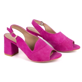 Olivier Talons hauts pour femmes N1818 Sandales en cuir en daim naturel fuchsia rose 2