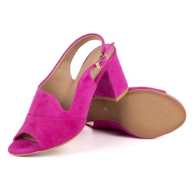 Olivier Talons hauts pour femmes N1818 Sandales en cuir en daim naturel fuchsia rose 3