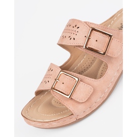 Seastar Pantoufles sur un coin bas avec des boucles roses 1