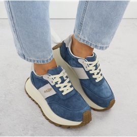 Chaussures en cuir sur une plate-forme épaisse bleue Filippo DP6785 6