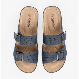 Seastar Pantoufles sur un coin bas avec des boucles bleues 1 Seastar Pantoufles sur un coin bas avec des boucles bleues 1