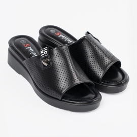 Seastar Black Flip -flops sur la plate-forme OpenWork le noir 2