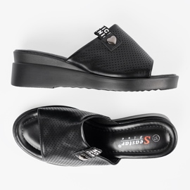 Seastar Black Flip -flops sur la plate-forme OpenWork le noir 4