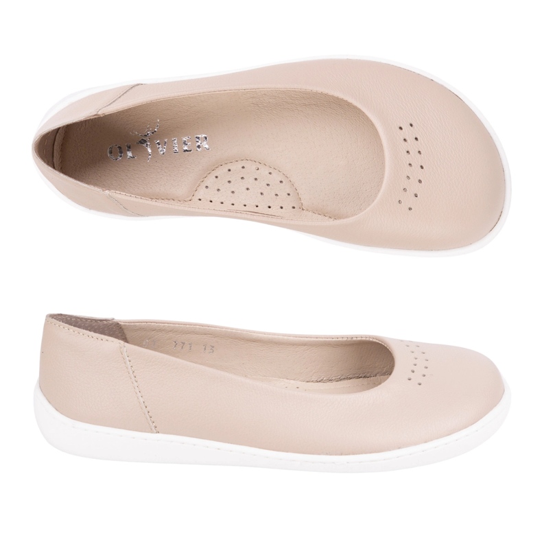 Olivier Les pompes minimalistes aux femmes aux pieds nus ont glissé 1771pol mini beige 1