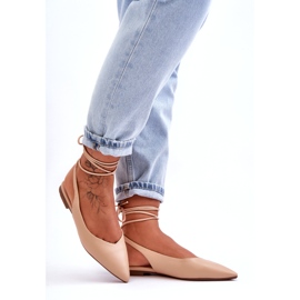 Les ballerines nues liées à l'éco-part des femmes beige 3