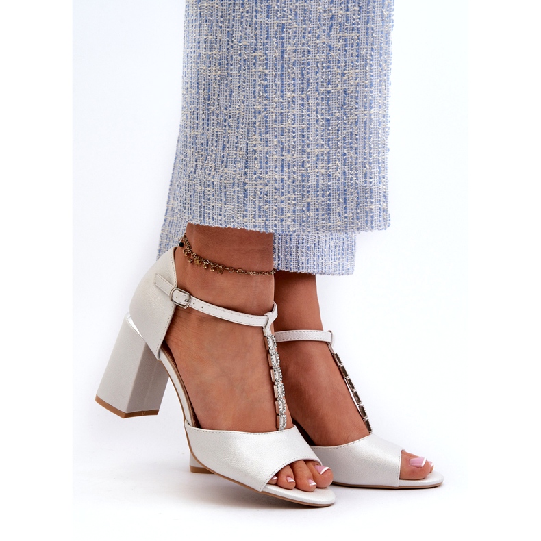 Vinceza Sandales à talons hauts Aniya argentées avec zircons cubiques 2