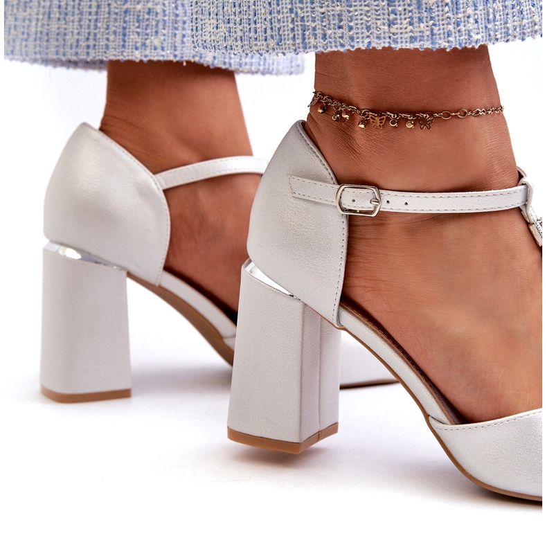 Vinceza Sandales à talons hauts Aniya argentées avec zircons cubiques 4