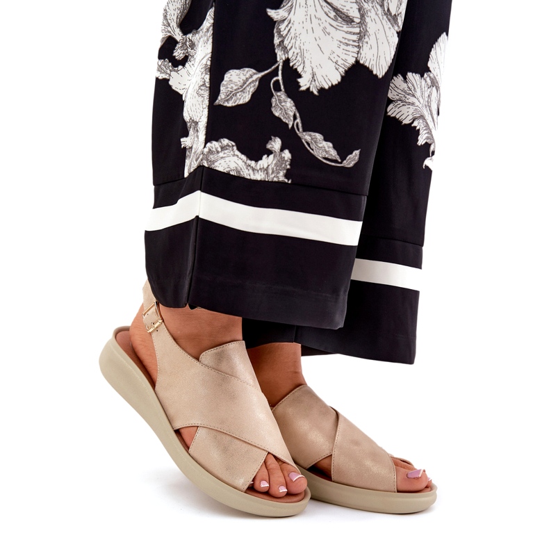 Jezzi Sandales féminines d'orco-cuir doré 1 Jezzi Sandales féminines d'orco-cuir doré 1