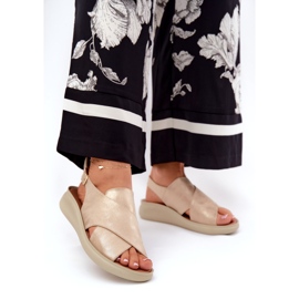 Jezzi Sandales féminines d'orco-cuir doré 2 Jezzi Sandales féminines d'orco-cuir doré 2