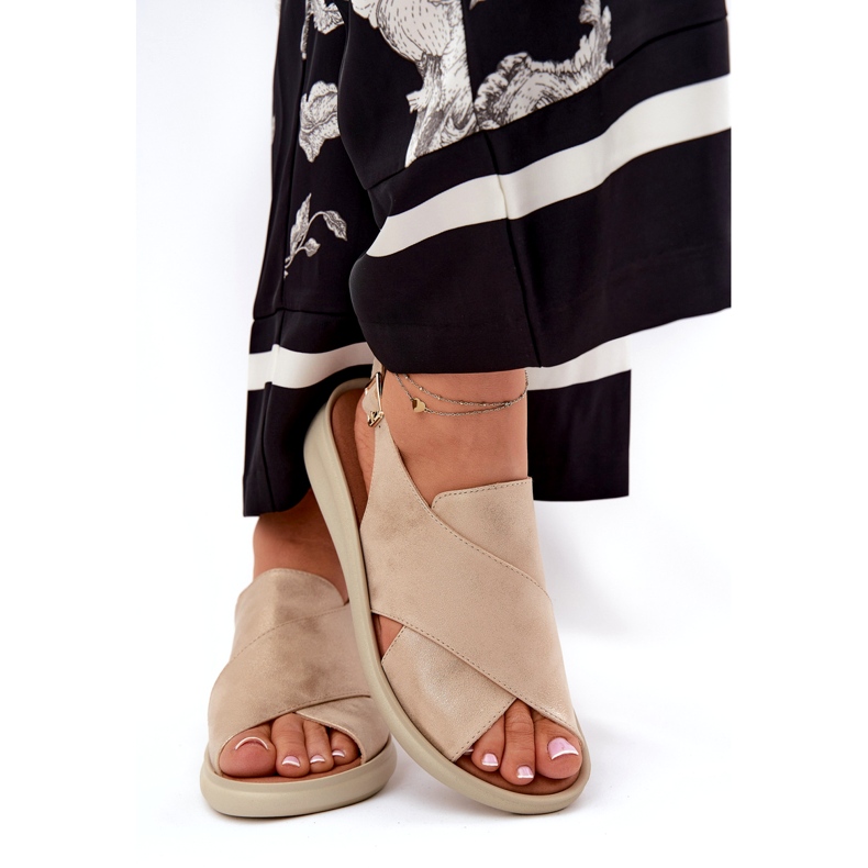 Jezzi Sandales féminines d'orco-cuir doré 3 Jezzi Sandales féminines d'orco-cuir doré 3