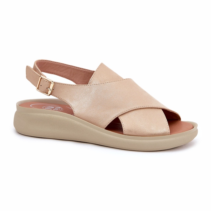 Jezzi Sandales féminines d'orco-cuir doré 4